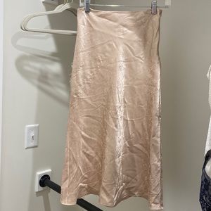 Pink silk midi skirt